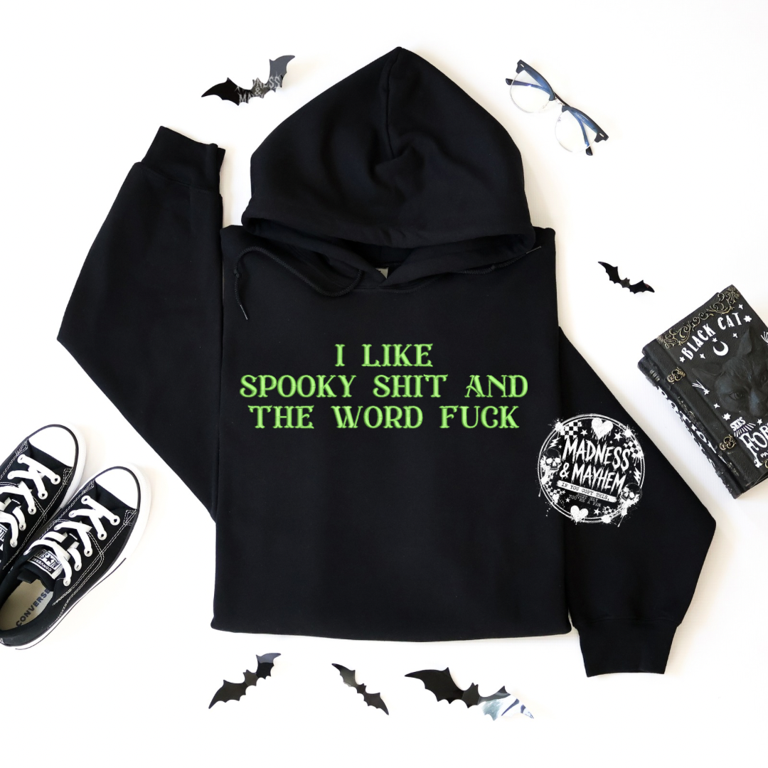 Spooky shit& the word fuck Embroidered Hoodie