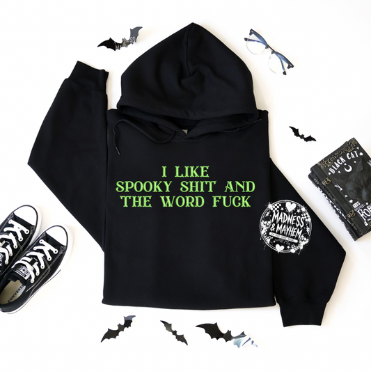 Spooky shit& the word fuck Embroidered Hoodie