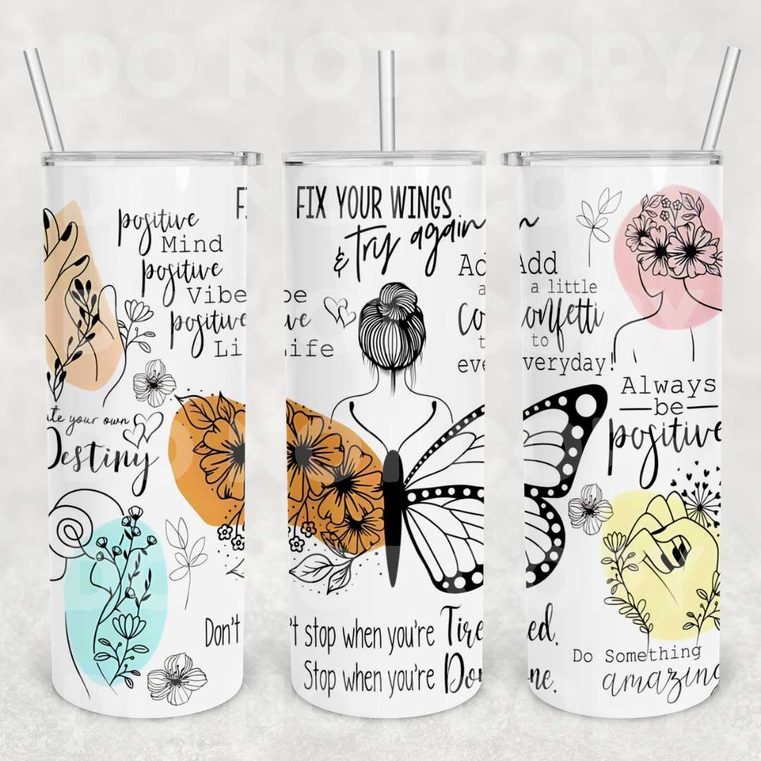 Butterfly Affirmations 20z Tumbler Wrap (sublimation transfer)