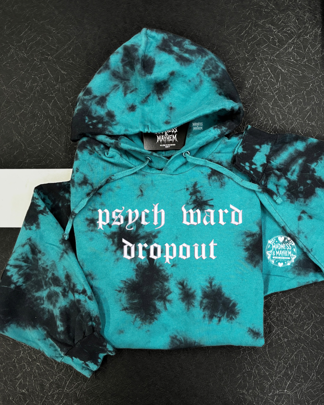 Teal psych ward dropout embroidered Hoodie