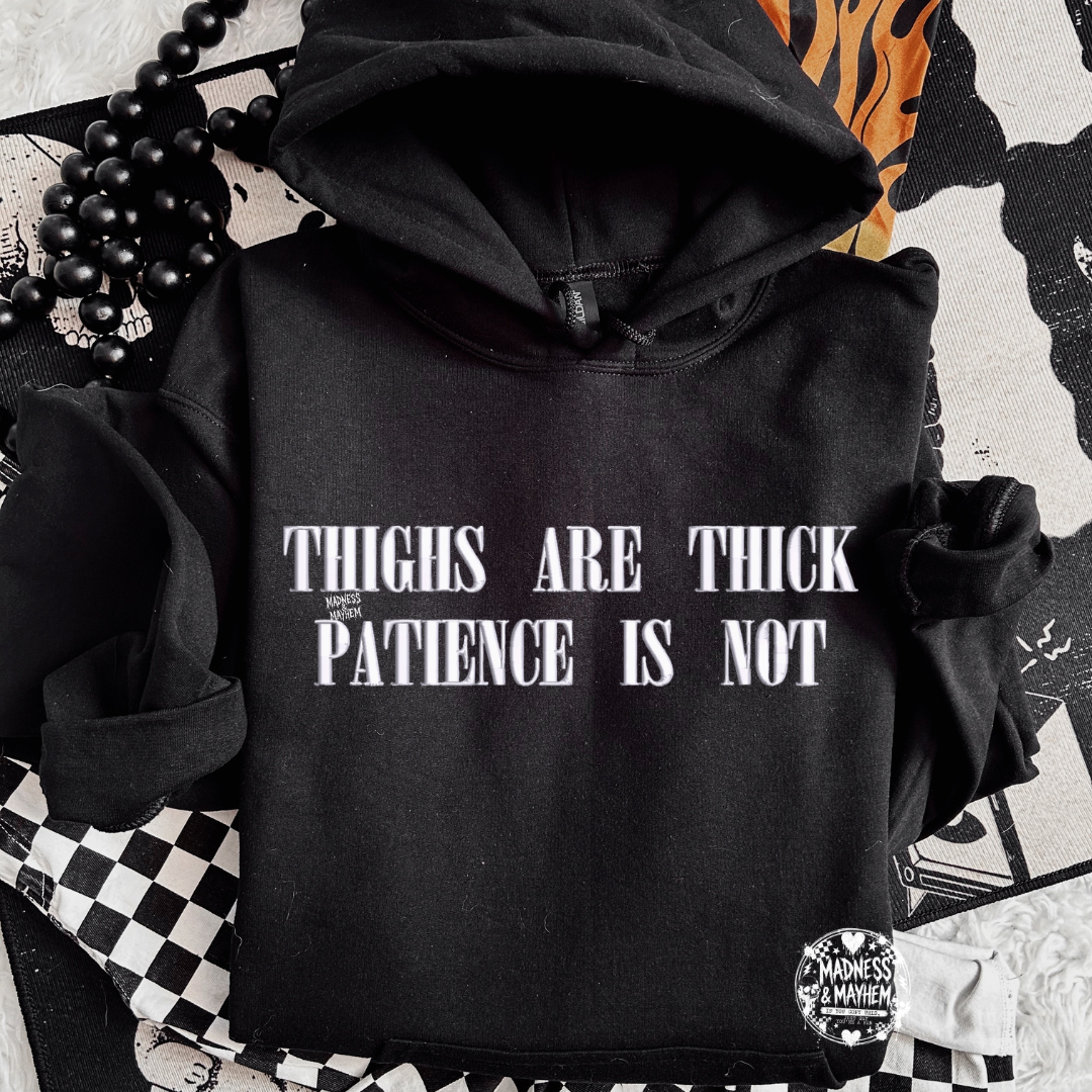 Thighs are thick Embroidered Hoodie