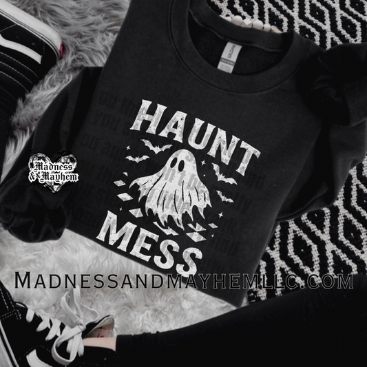 Haunt mess Halloween crew neck sweatshirt
