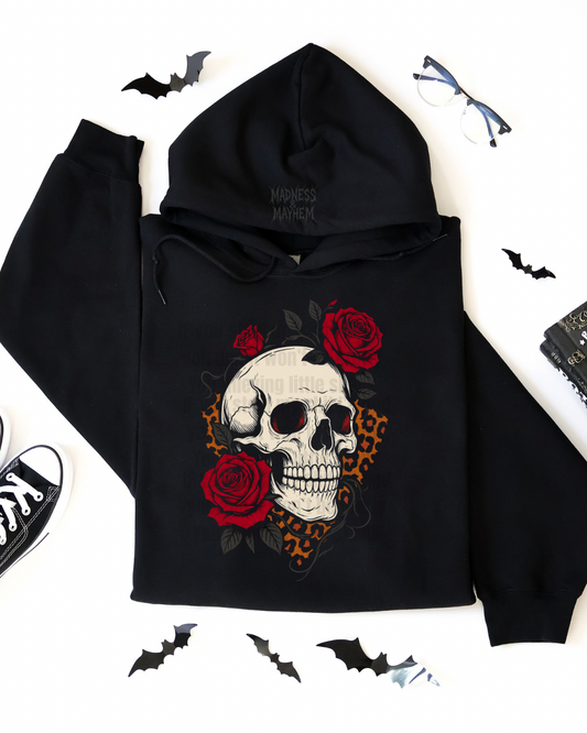 Leopard rose skull hoodie