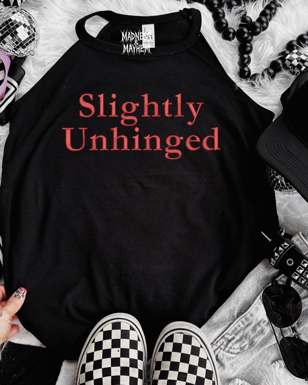 Slightly unhinged embroidered rockstar tank