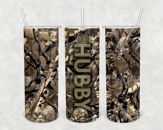 Camo Hubby 20z Tumbler Wrap (sublimation transfer)