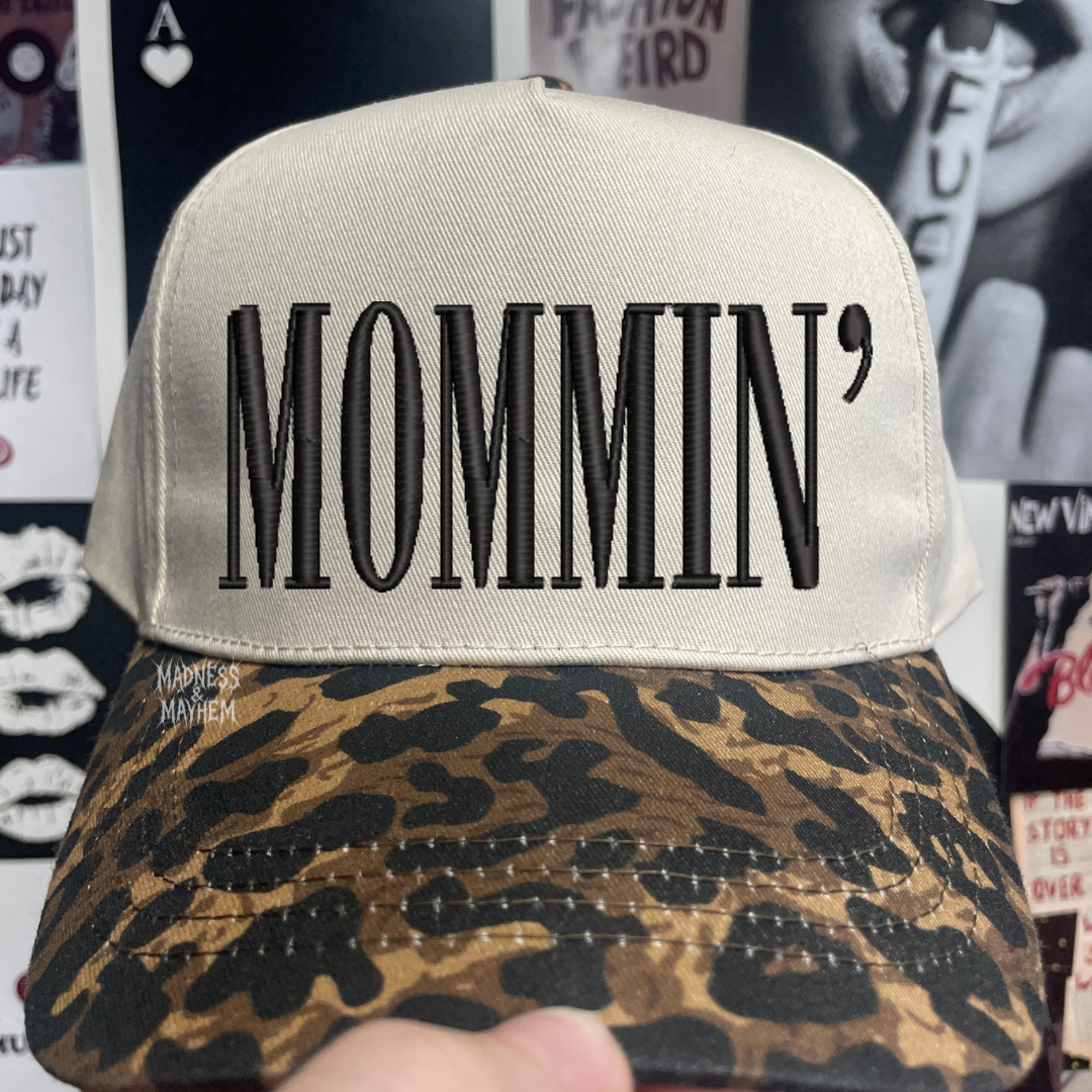 Mommin Leopard embroidered hat