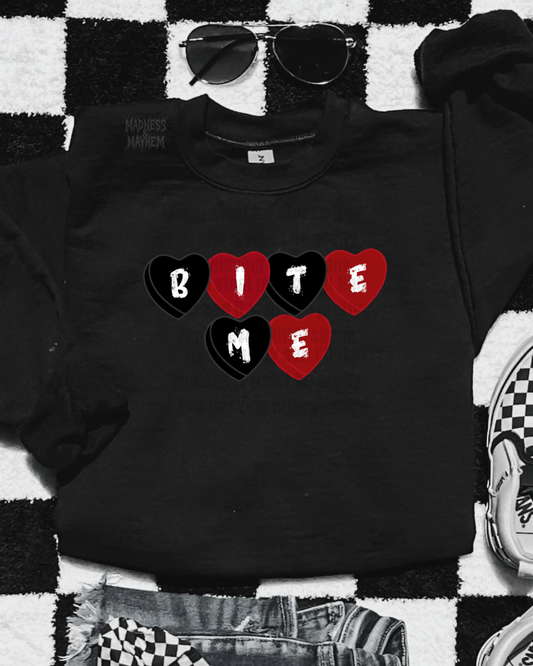 Bite me candy heart sweatshirt