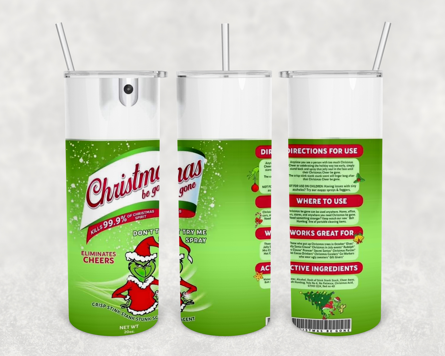 Christmas Be Gone 20z Tumbler Wrap (sublimation transfer)