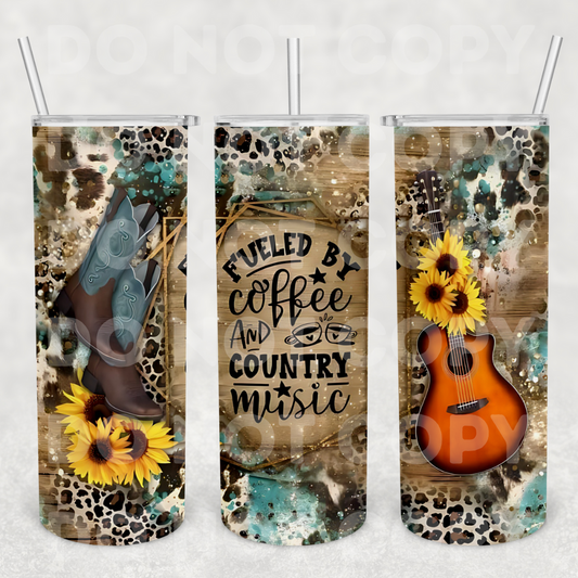 Coffee & Country Music 20z Tumbler Wrap (sublimation transfer)