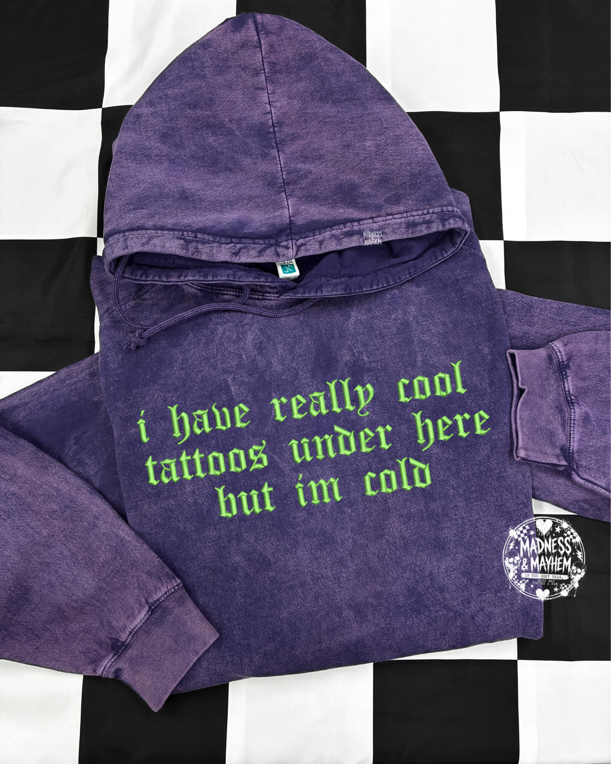 Purple cool tattoos mineral wash Hoodie