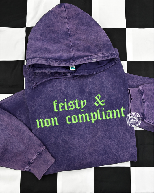 Purple feisty mineral wash Hoodie