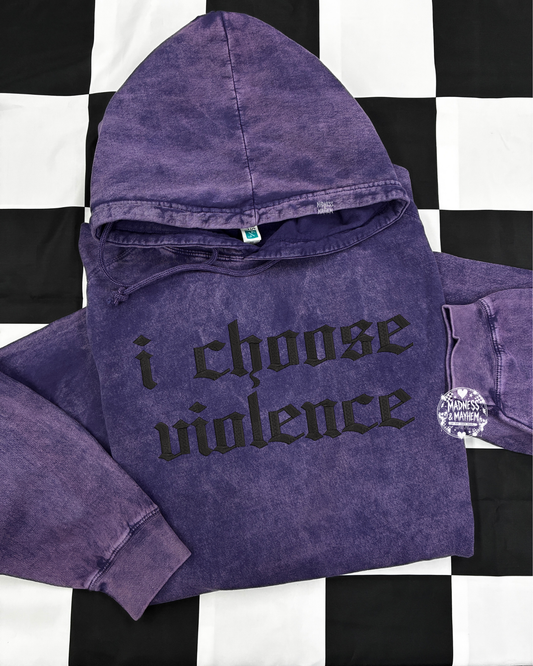 Purple choose violence mineral wash Hoodie
