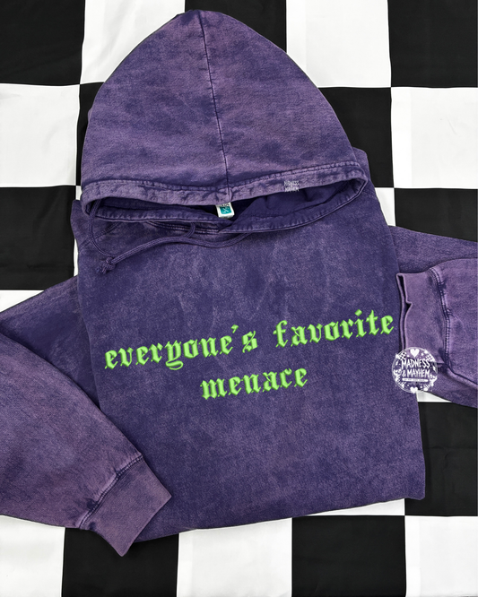Purple favorite menace mineral wash Hoodie
