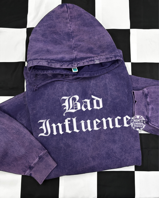 Purple bad influence mineral wash Hoodie