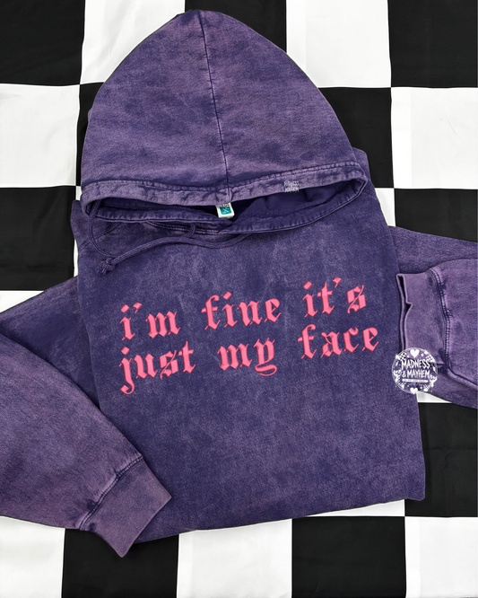 Purple it’s just my face mineral wash Hoodie