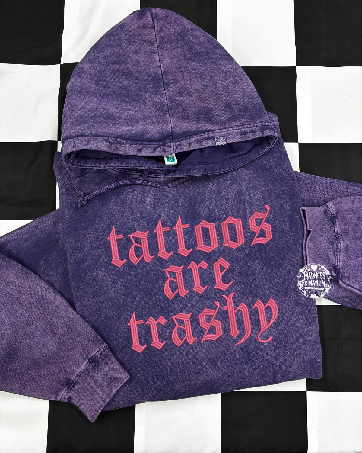 Purple tattoos are trashy mineral wash Hoodie