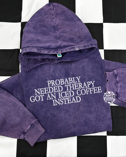 Purple iced coffee therapy mineral wash Hoodie