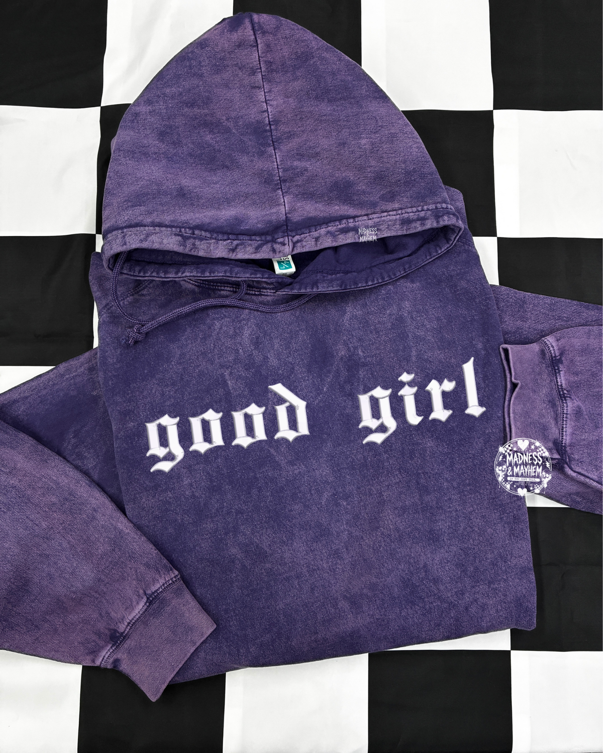 Purple good girl mineral wash Hoodie