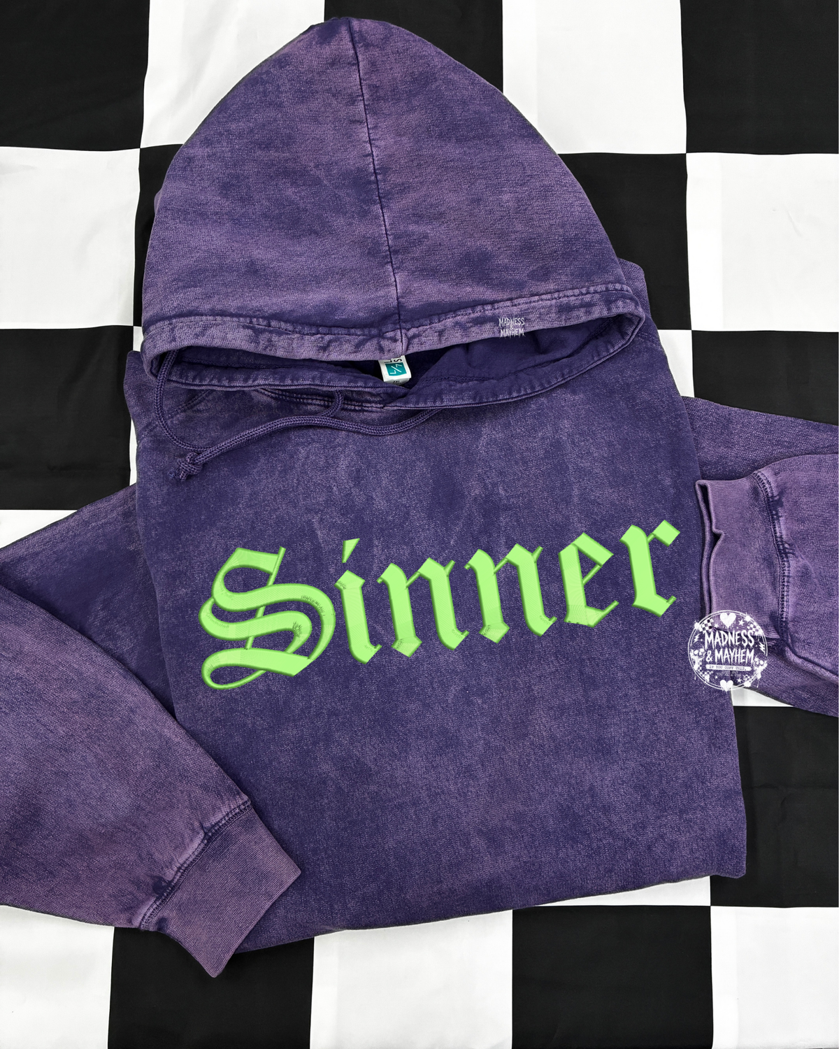 Purple sinner mineral wash Hoodie