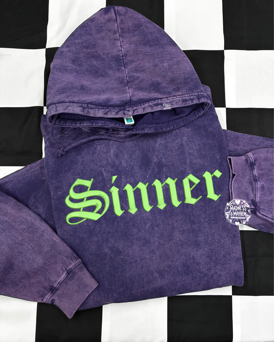 Purple sinner mineral wash Hoodie