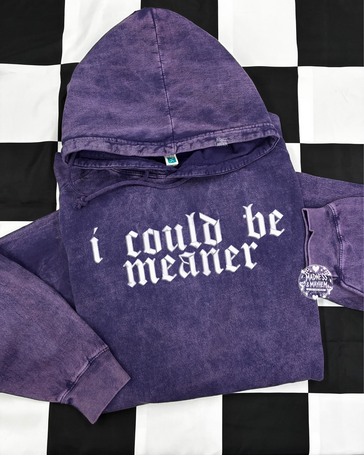 Purple i could be meaner mineral wash Hoodie