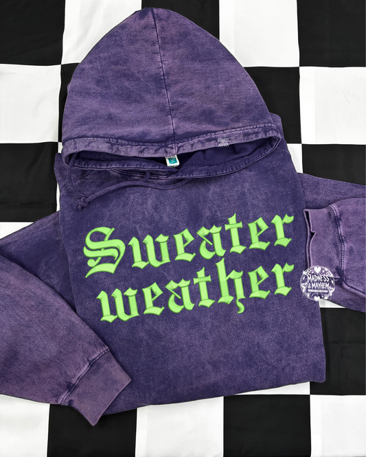 Purple sweater weather mineral wash Hoodie