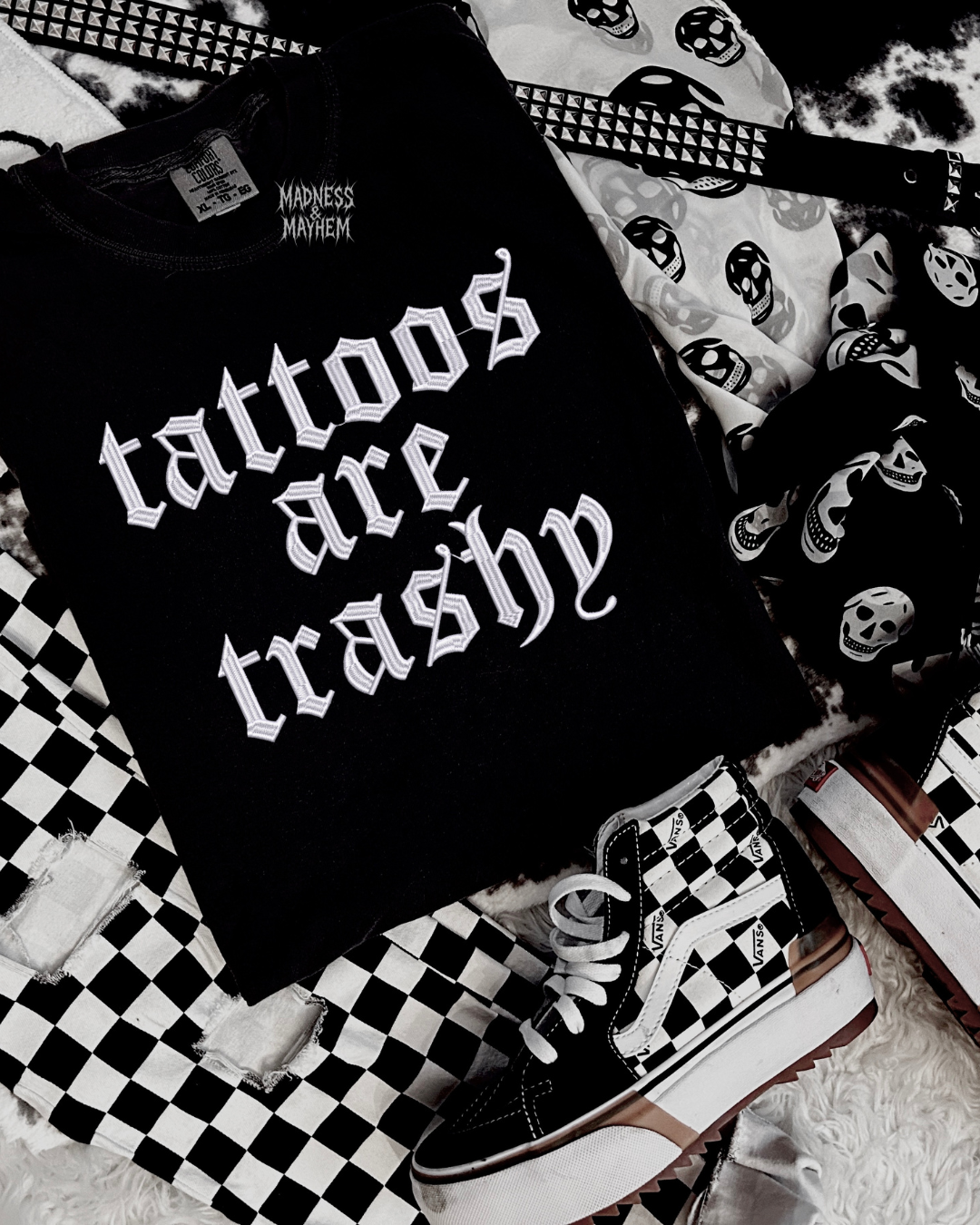Tattoos are trashy Embroidered Tshirt
