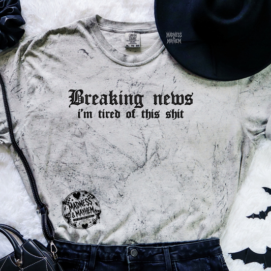 Breaking news embroidered color blast tshirt