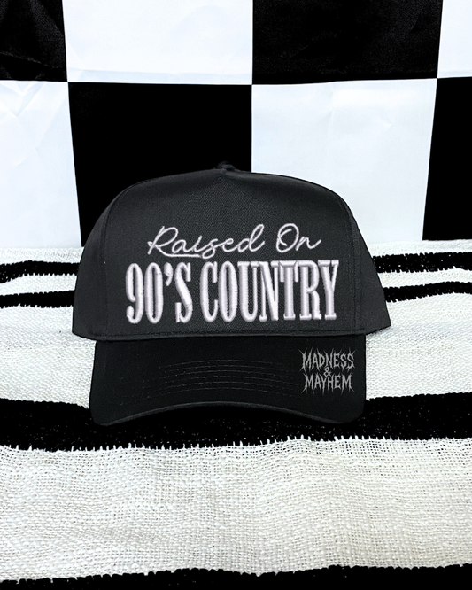 Raised on 90s country embroidered Black Hat