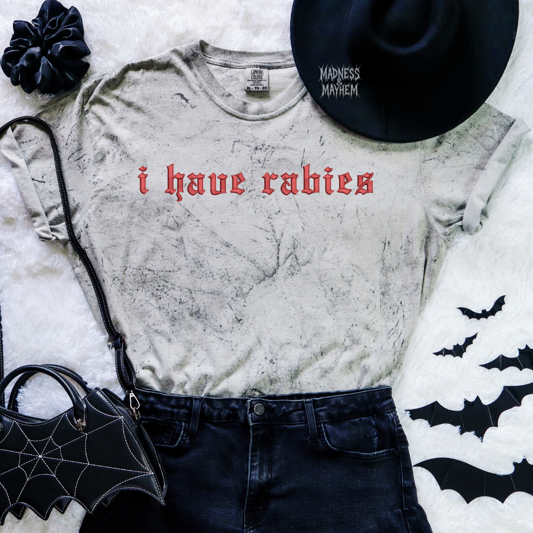 i have rabies embroidered color blast tshirt