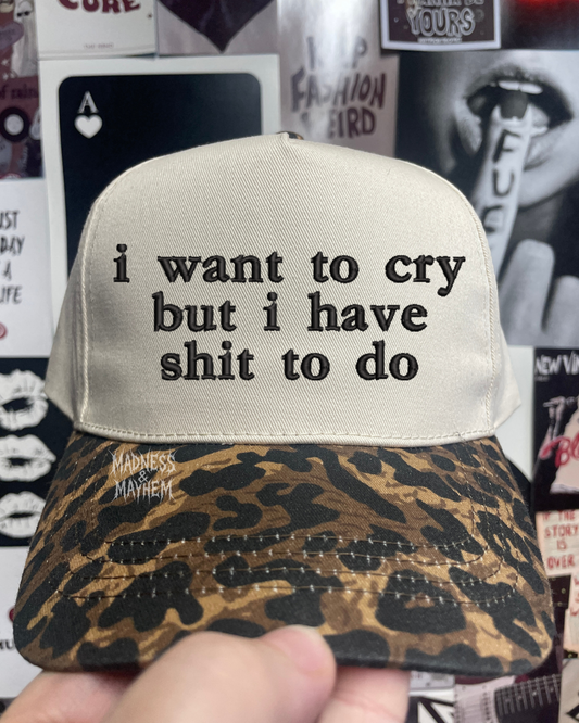I want to cry Leopard embroidered hat