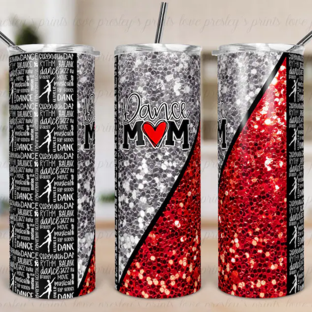 Red Black Dance Mom 20z Tumbler Wrap (sublimation transfer)