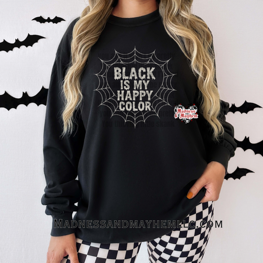 Black is my happy color long sleeve tee
