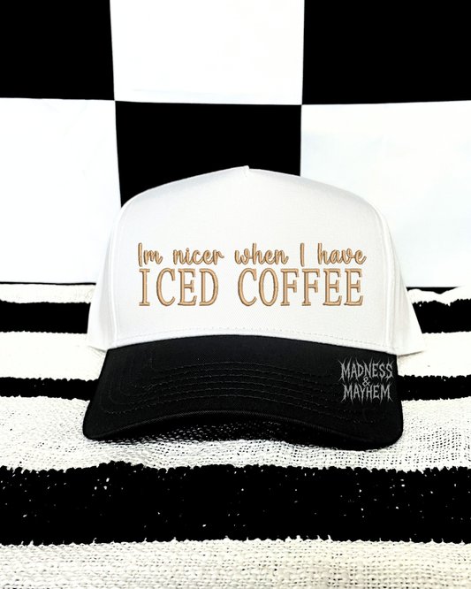 Tan nicer iced coffee embroidered Hat