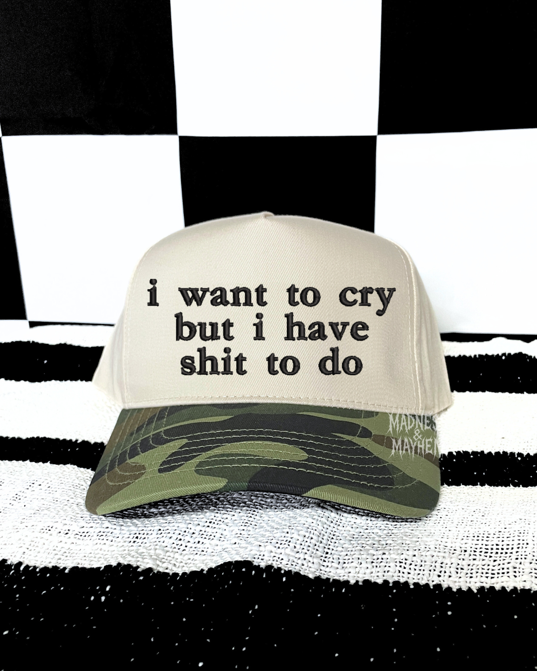 I want to cry camo embroidered Hat