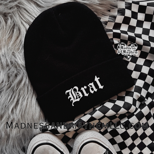 Brat embroidered beanie