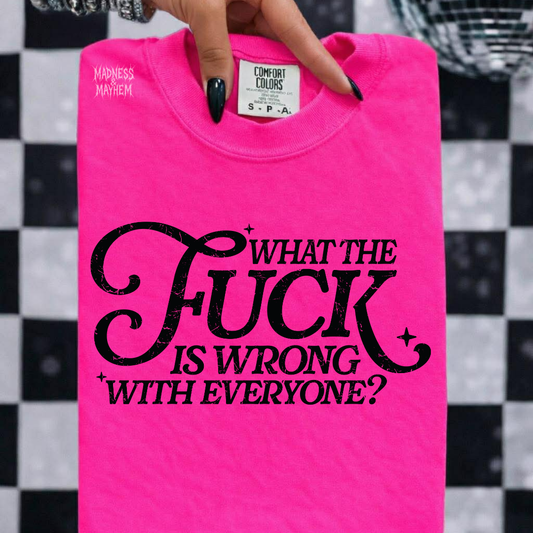 Neon pink what the fuck shirt