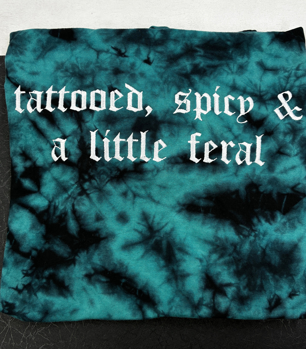 Large tattooed spicy feral tie dye READY TO SHIP