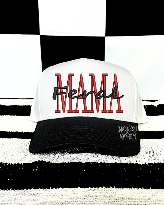 Black & red feral mama embroidered Hat