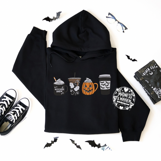 Spooky coffee Embroidered Hoodie