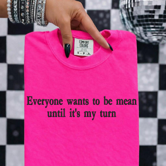 Be mean neon pink embroidered tshirt