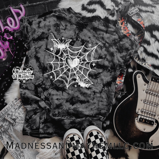 Web heart BLACK tie dye Shirt