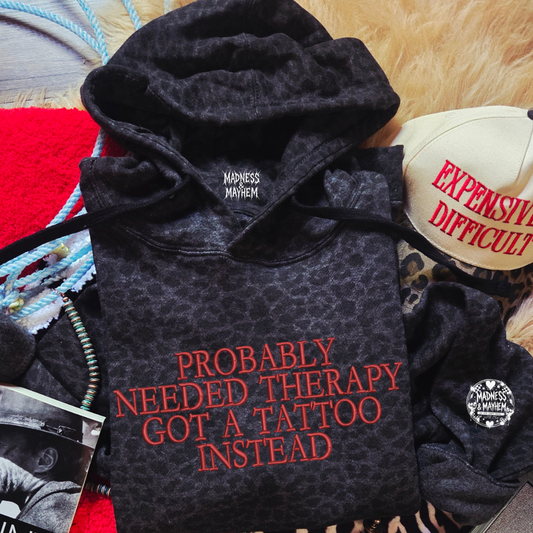 tattoo therapy embroidered leopard Hoodie