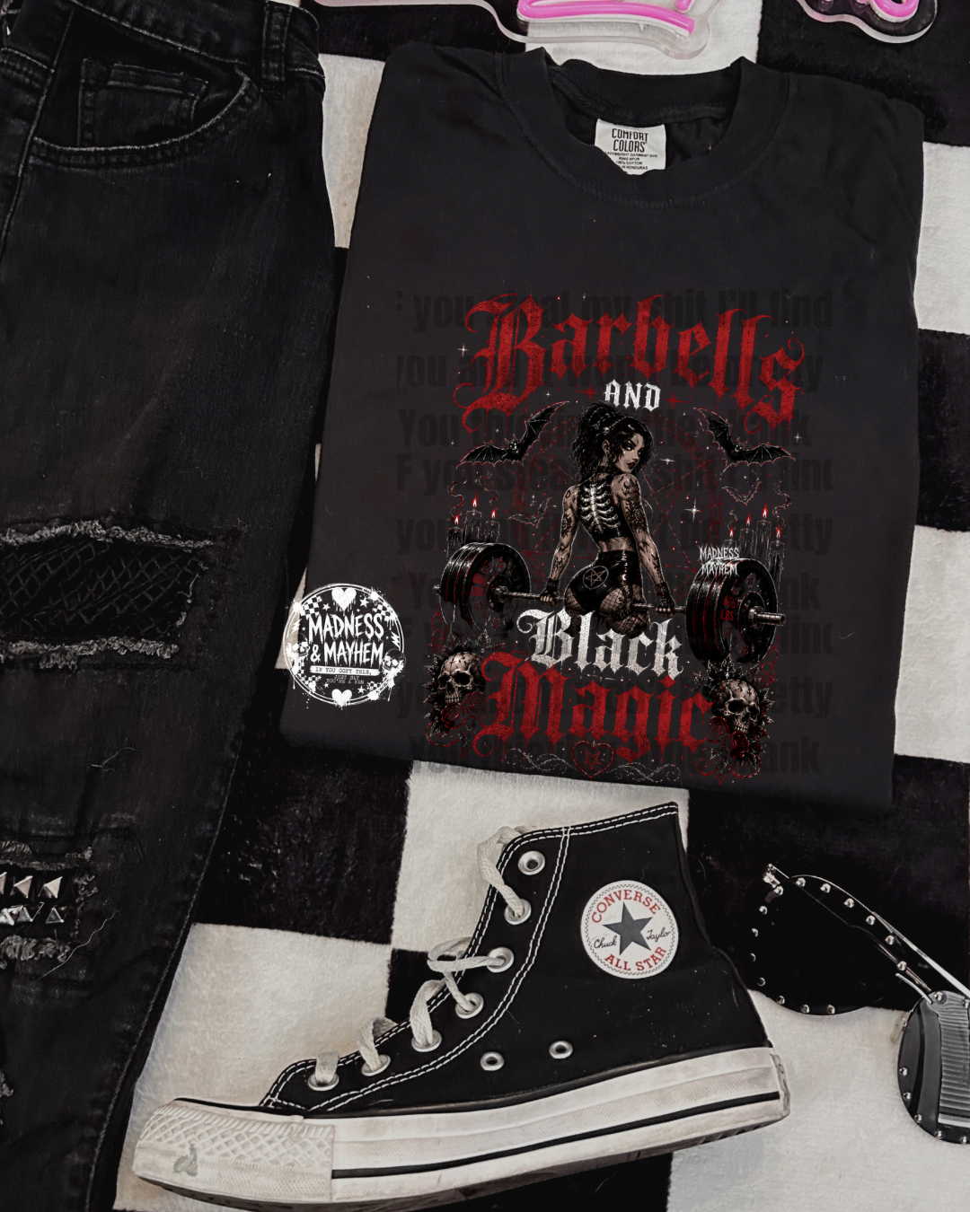 Barbells and black magic shirt