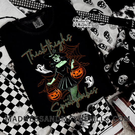 Thick thighs & witchy vibes Halloween Shirt