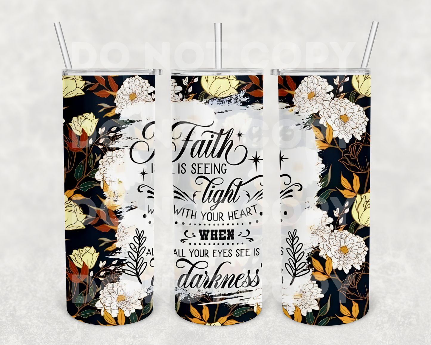 Faith Floral Print 20z Tumbler Wrap (sublimation transfer)