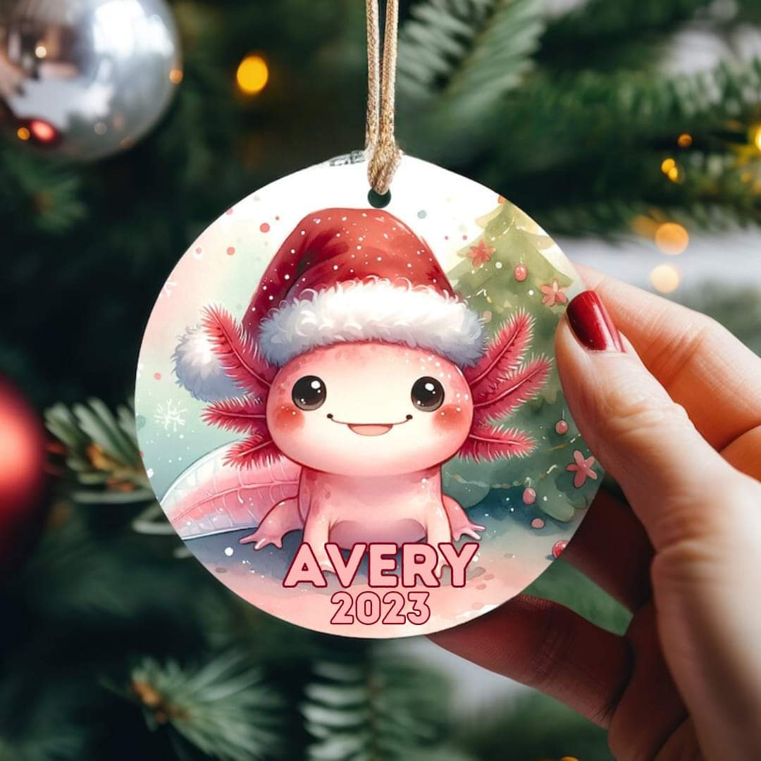 Personalized Axolot Christmas Ornament (Finished Product)