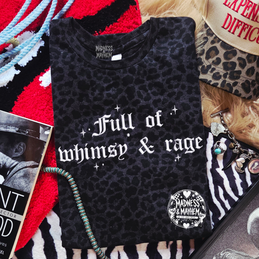 Whimsy & rage  embroidered leopard print T-shirt