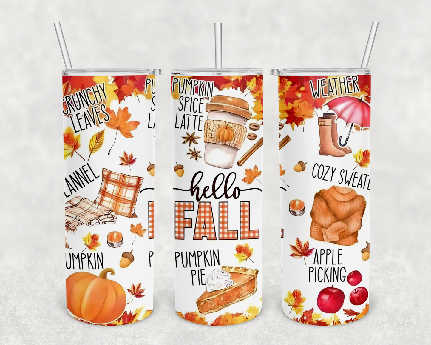 Hello Fall Collage 20z Tumbler Wrap (sublimation transfer)