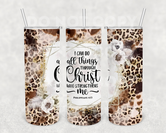 Faith Leopard Print 20z Tumbler Wrap (sublimation transfer)